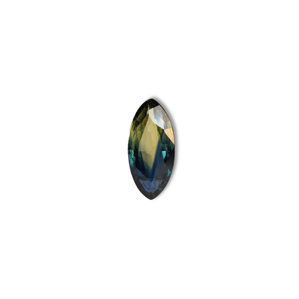 Australian Teal 1.1CT Marquise cut sapphire face-up view — Ruhuna Gemstones