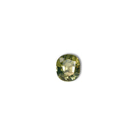 1.70ct Australian parti sapphire cushion — yellow-green centre with forest green crown, face-up — Ruhuna Gemstones