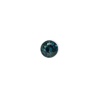 1.76 carat round parti teal sapphire with mixed green and blue color.