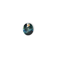 1.1 carat oval parti teal sapphire with mixed green and blue color.