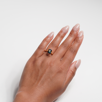 2.64 carat cushion cut teal parti sapphire ring with blue and green