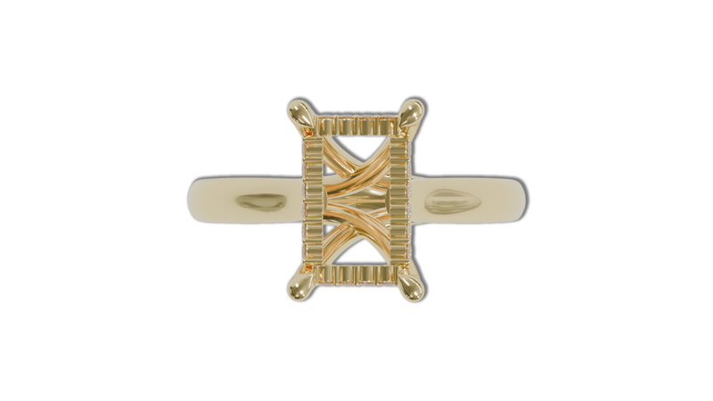 sapphire engagement ring with diamond pave hidden halo in 18ct yellow gold. Cathedral setting.