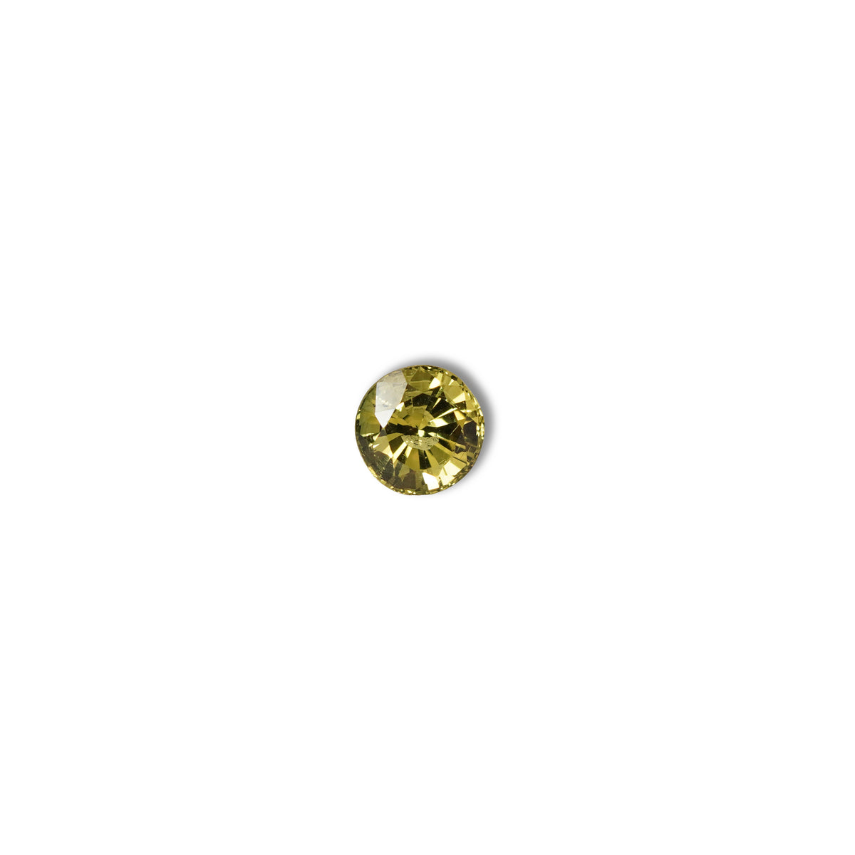 0.95ct Australian yellow-green sapphire round brilliant — vivid lime yellow-green, face-up view — Ruhuna Gemstones
