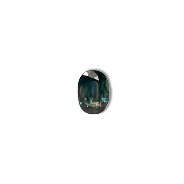 Australian Teal 1.95CT Oval cut sapphire face-up view — Ruhuna Gemstones