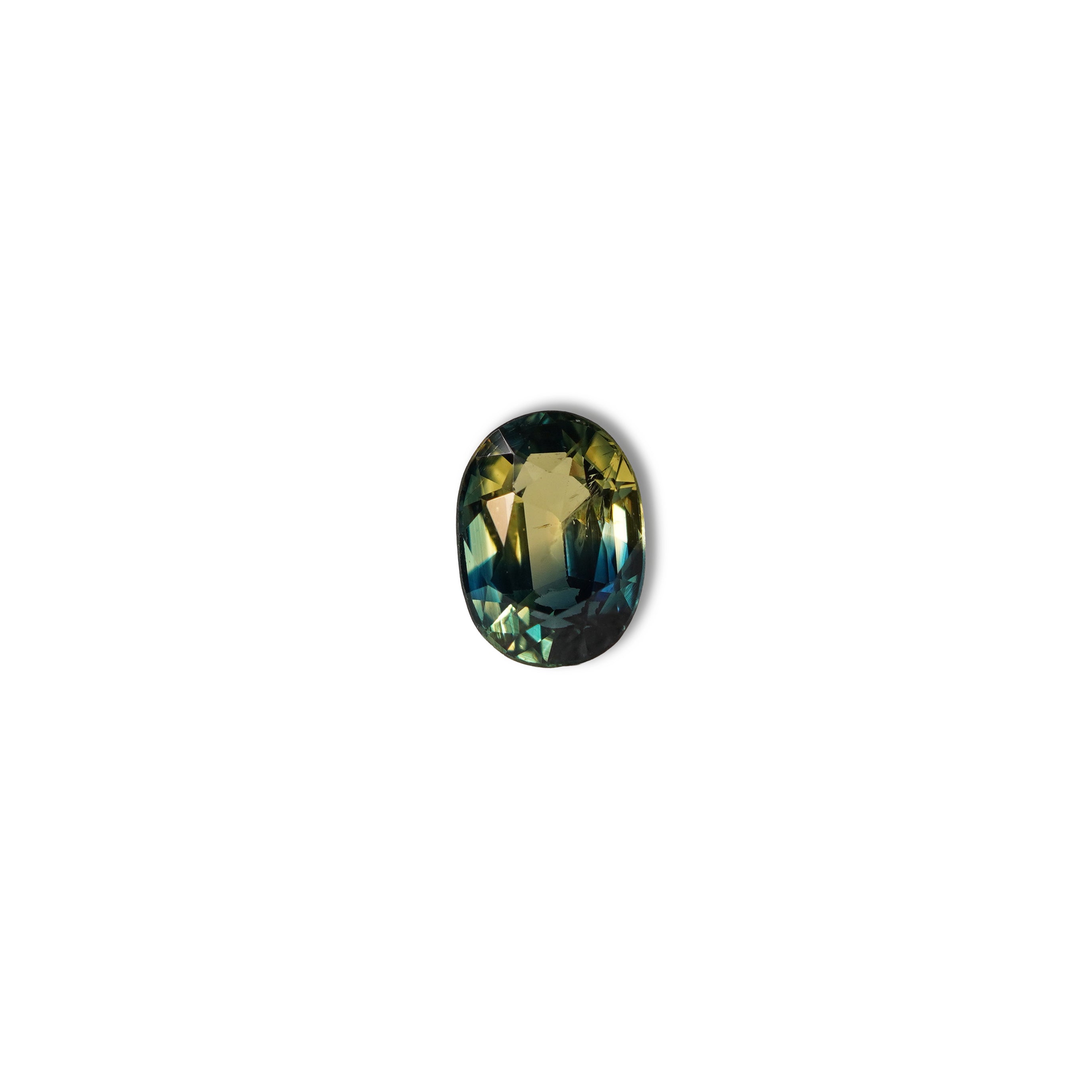 Australian Teal 1.45CT Oval cut sapphire face-up view — Ruhuna Gemstones