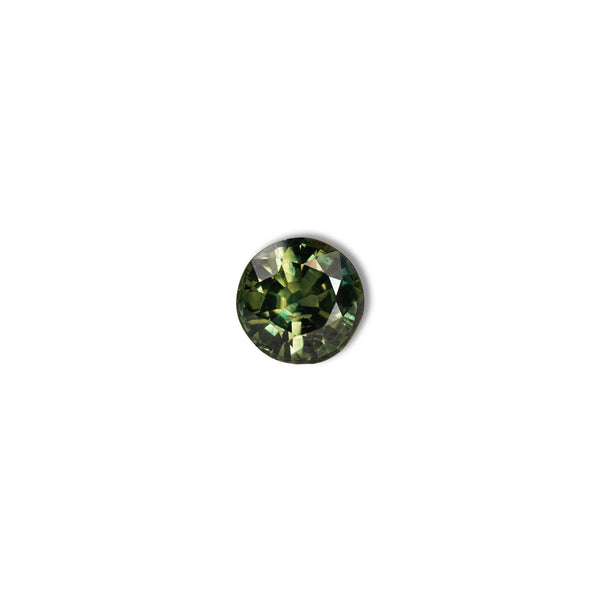 Australian 1.35CT Round cut sapphire face-up view — Ruhuna Gemstones