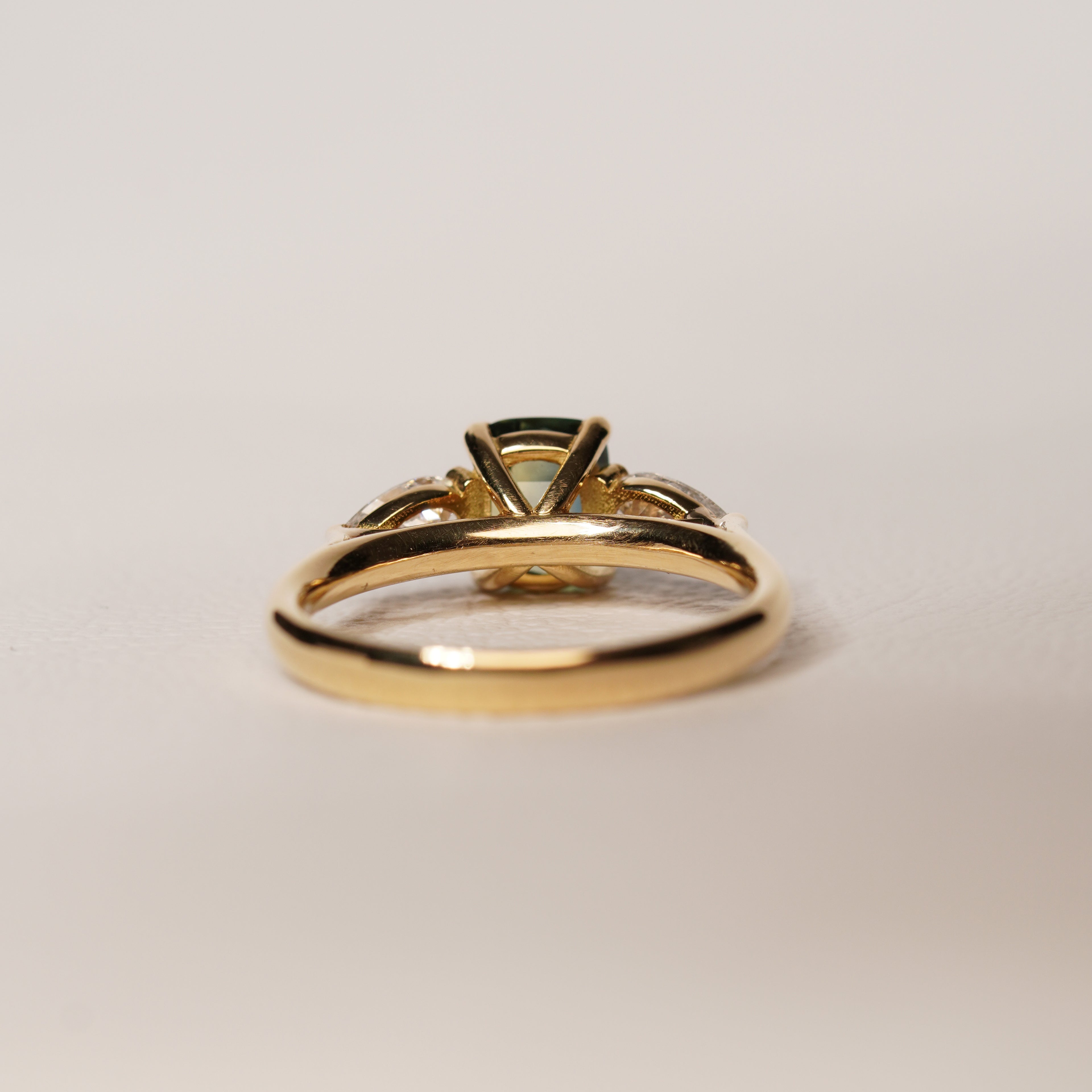 ELLA 1.55CT TEAL SAPPHIRE TRILOGY RING