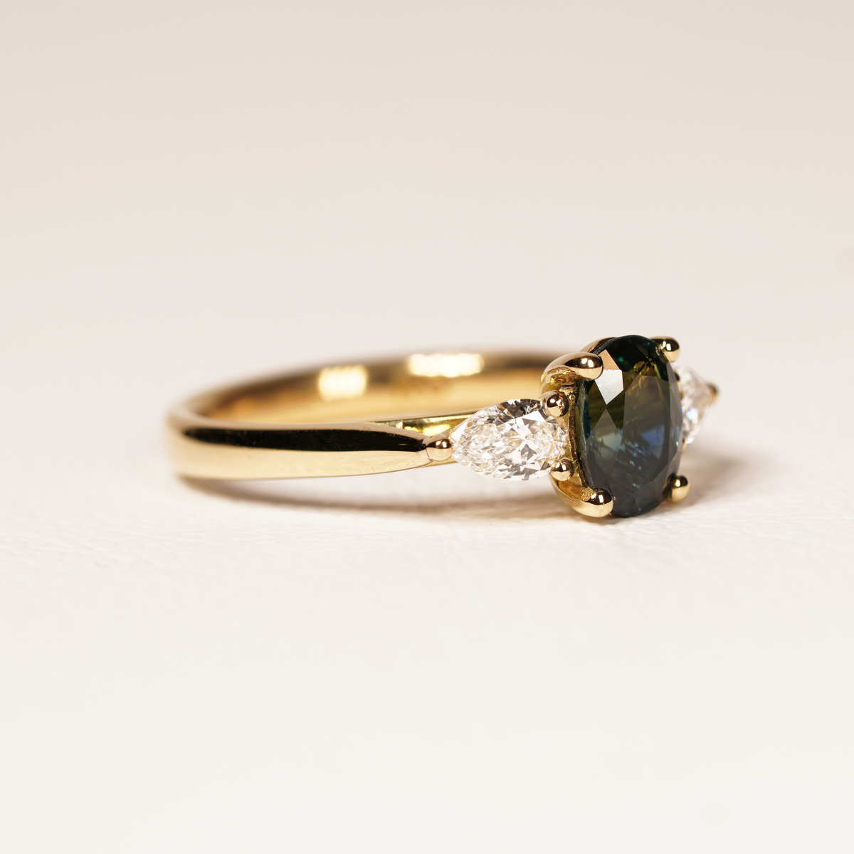 ELLA 1.25CT PARTI SAPPHIRE TRILOGY RING