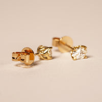 Australian Yellow 0.30CT Varya Diamond Studs hand view — Ruhuna Gemstones