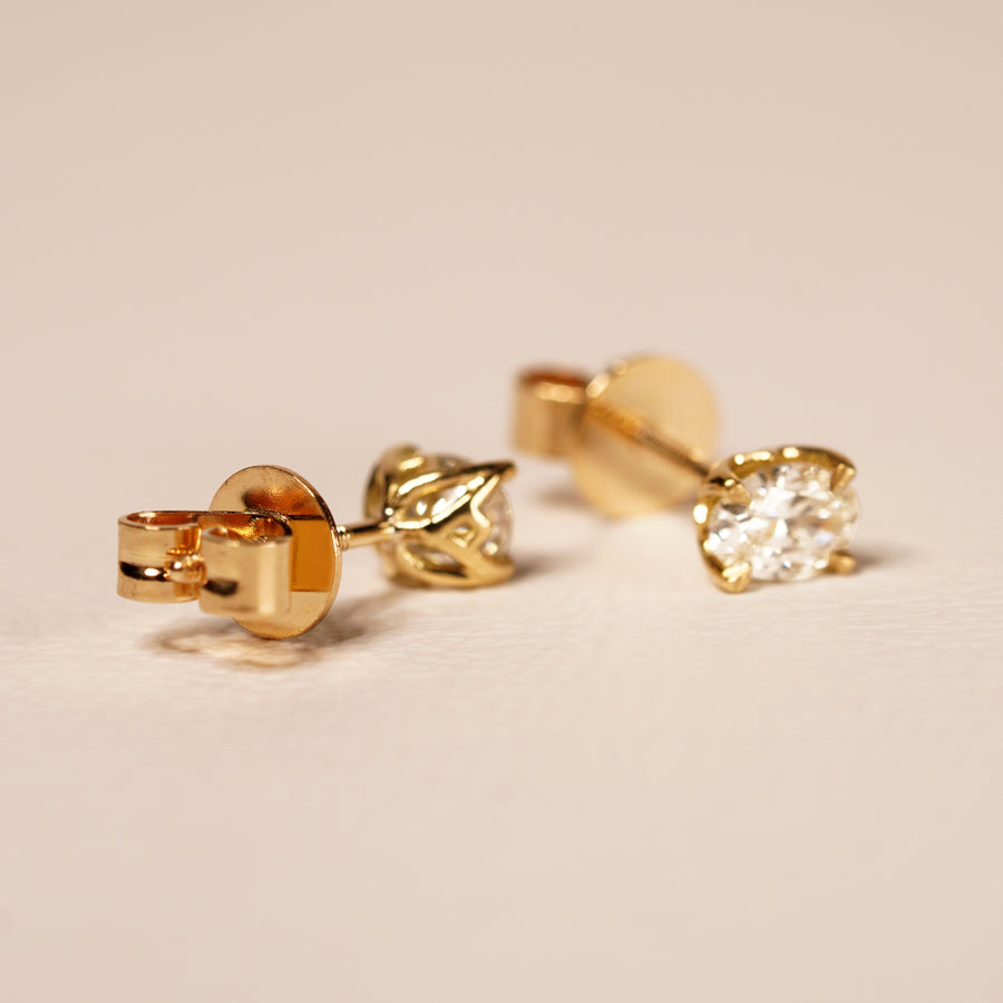 Australian Yellow 0.30CT Varya Diamond Studs hand view — Ruhuna Gemstones