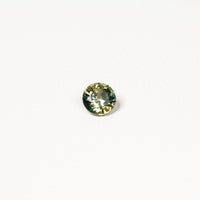 0.90ct Australian parti sapphire round — bright yellow-green body with teal crown accent, face-up — Ruhuna Gemstones