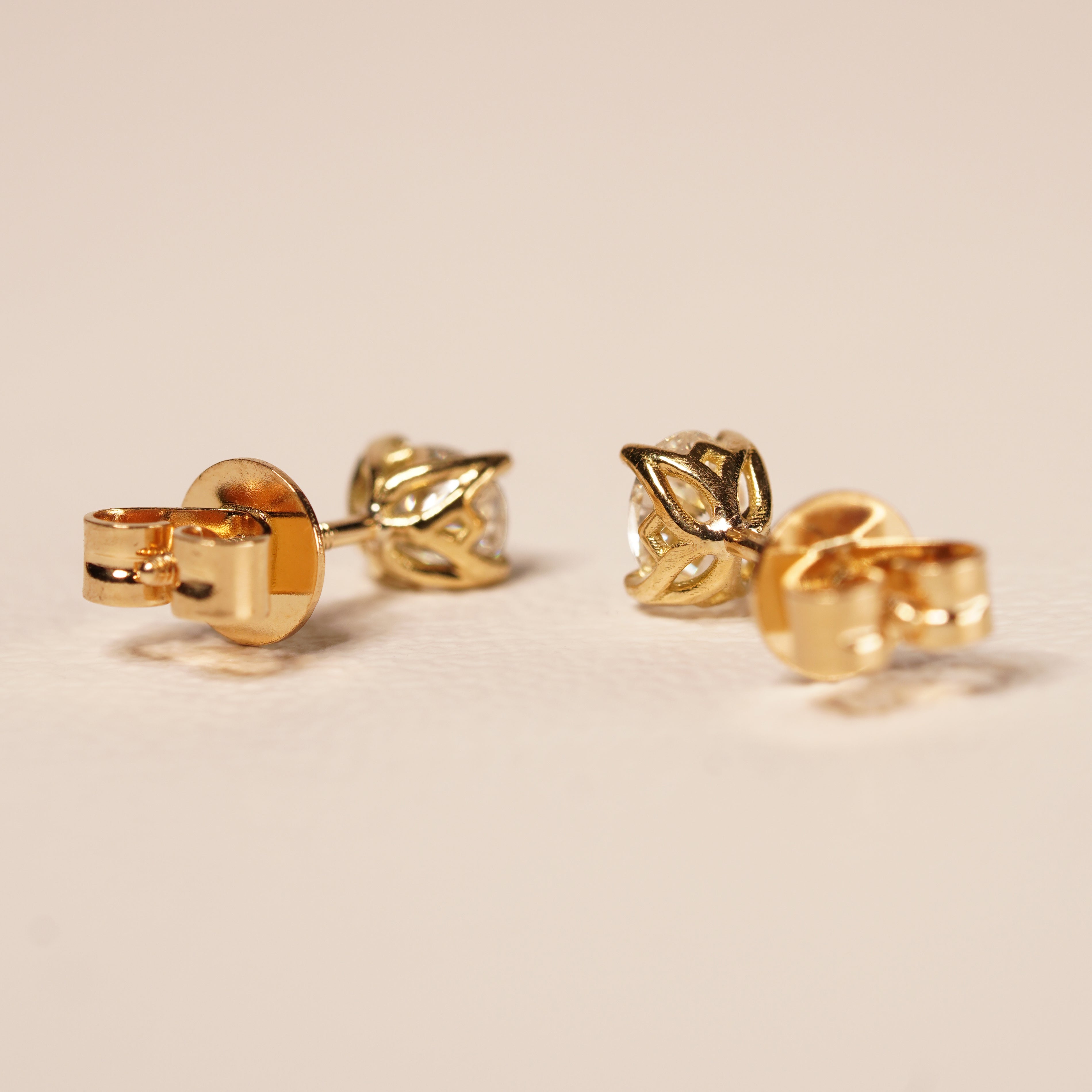 Australian Yellow 0.30CT Varya Diamond Studs close-up detail — Ruhuna Gemstones