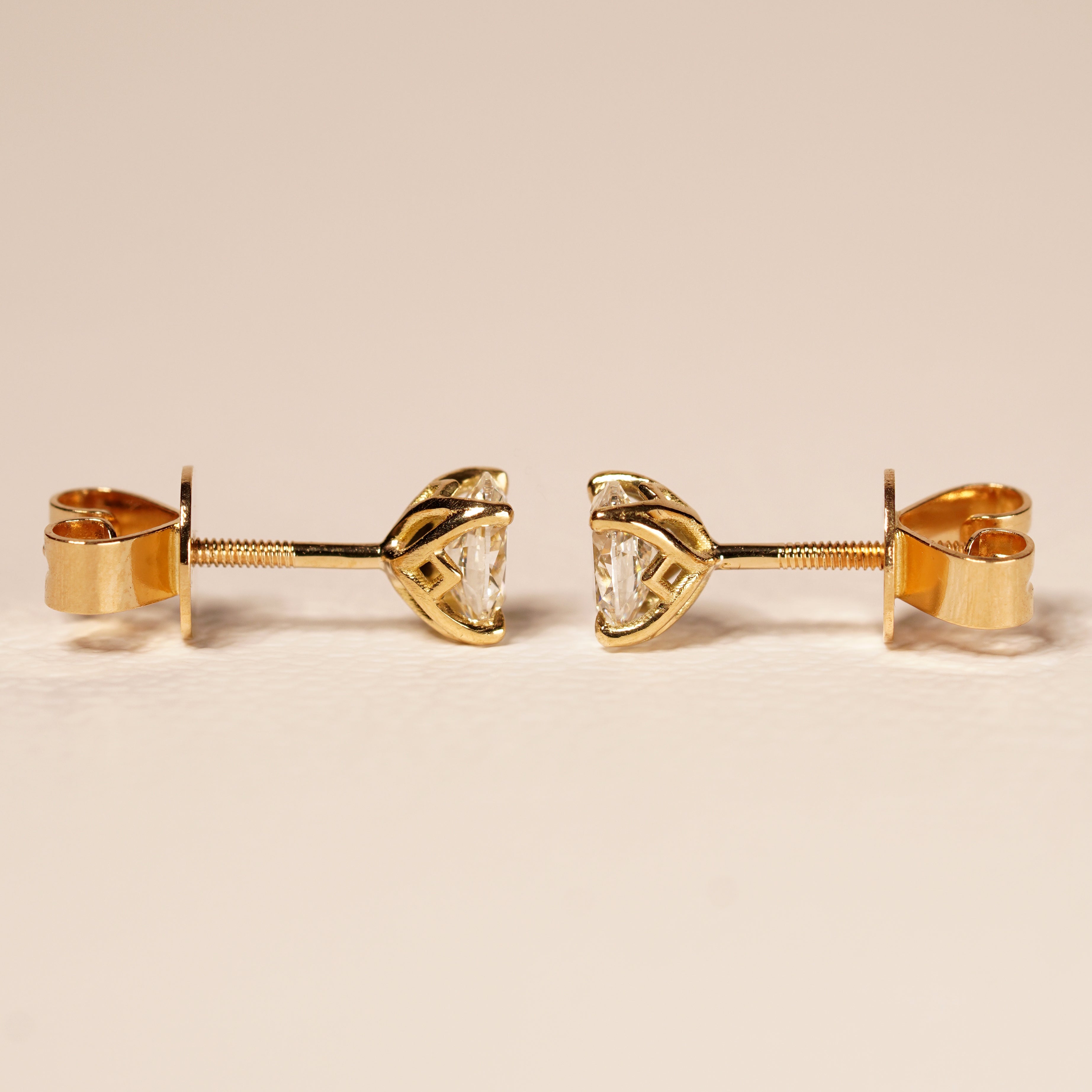 Australian Yellow 0.30CT Varya Diamond Studs top-down view — Ruhuna Gemstones