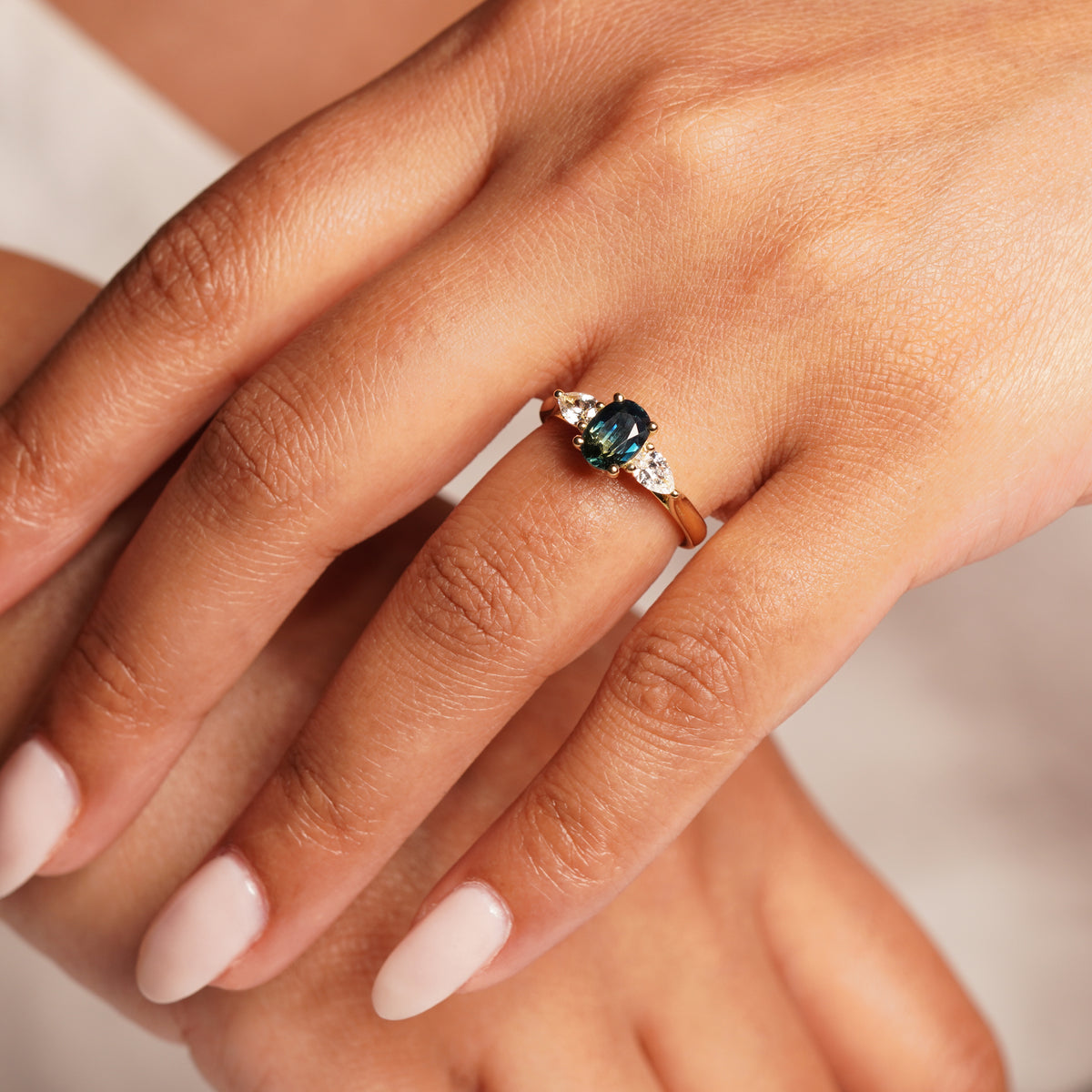 ELLA 1.25CT PARTI SAPPHIRE TRILOGY RING
