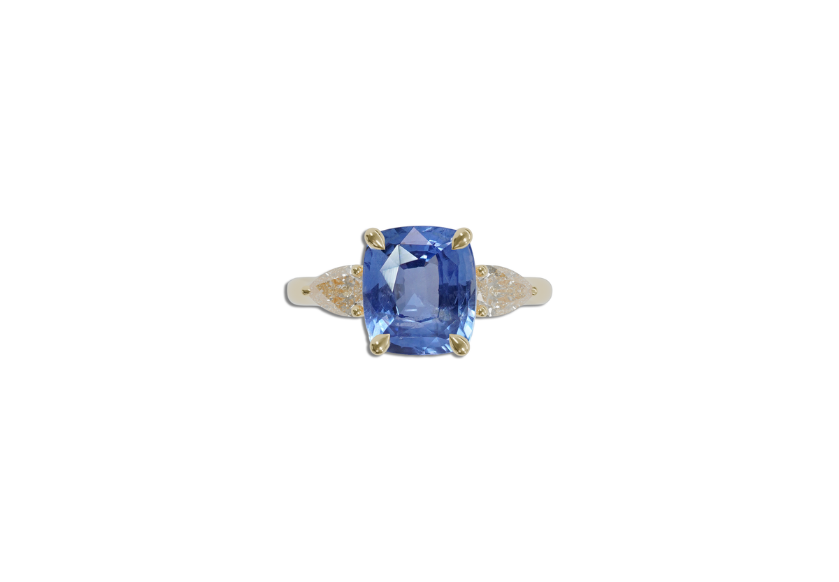 Ceylon Blue 2.08CT Ella Trilogy 2.08Ct engagement ring — Ruhuna Gemstones
