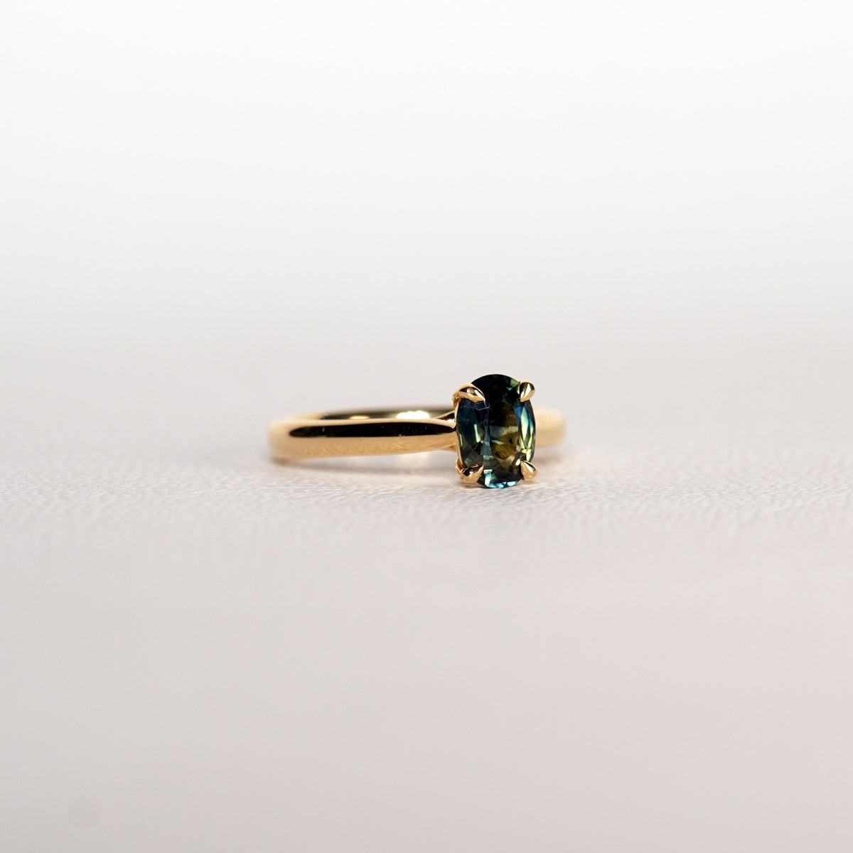 Madagascar 1.2CT Ruhuna 1.2Ct Teal Sapphire Solitaire Ring engagement ring hand view — Ruhuna Gemstones