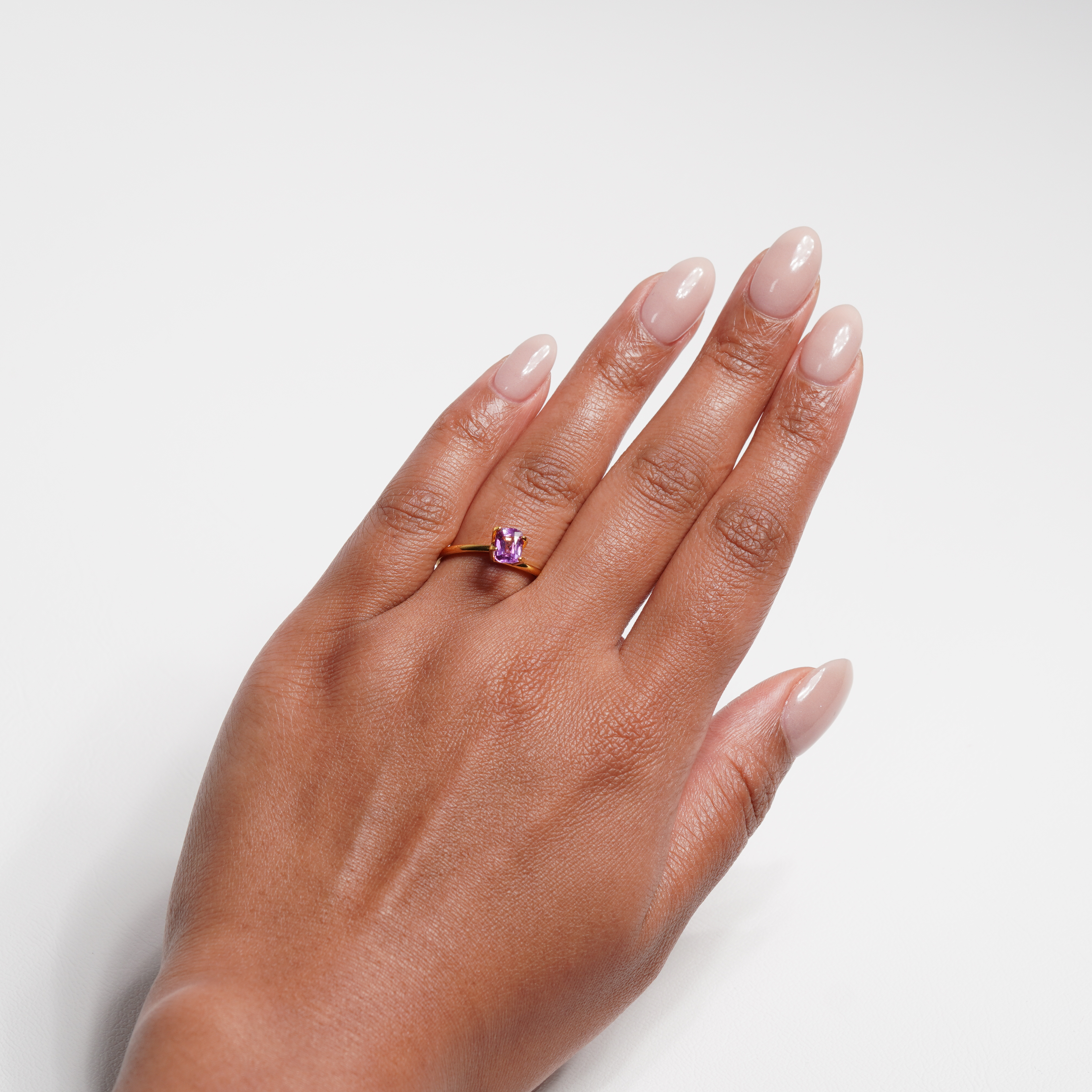 1.06 carat cushion cut pink sapphire ring
