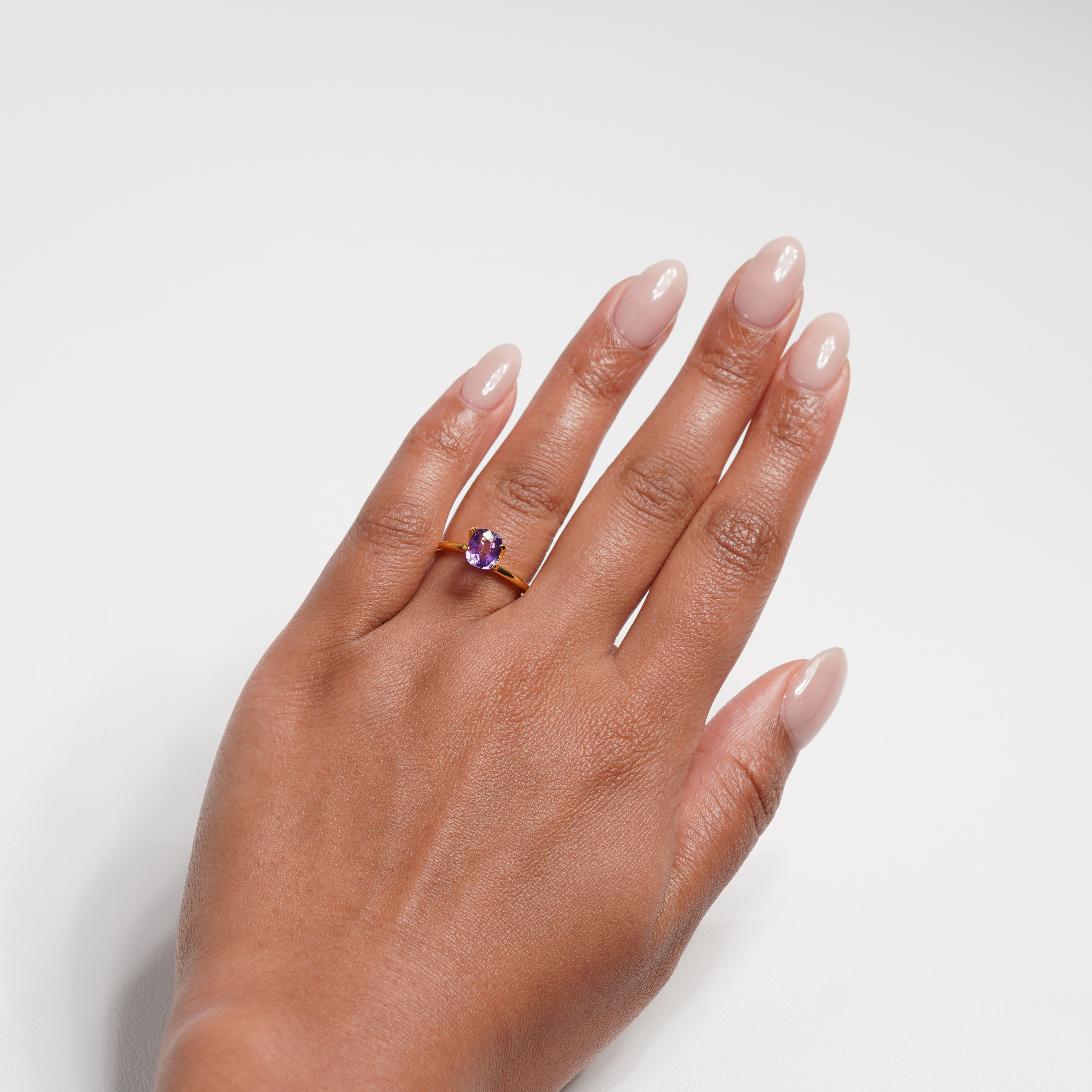 1.19 carat cushion cut purple sapphire ring