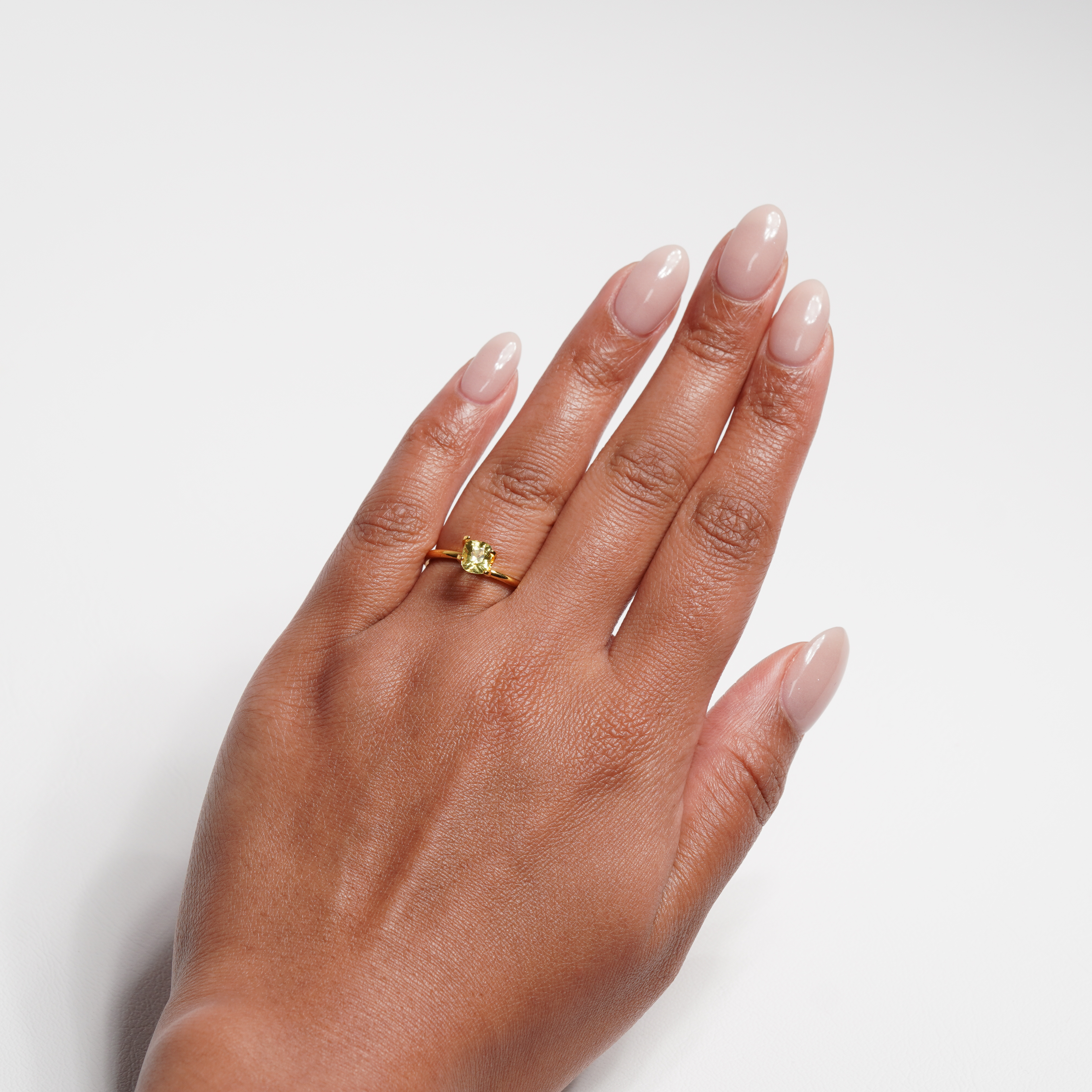 1.1 carat cushion cut yellow sapphire ring