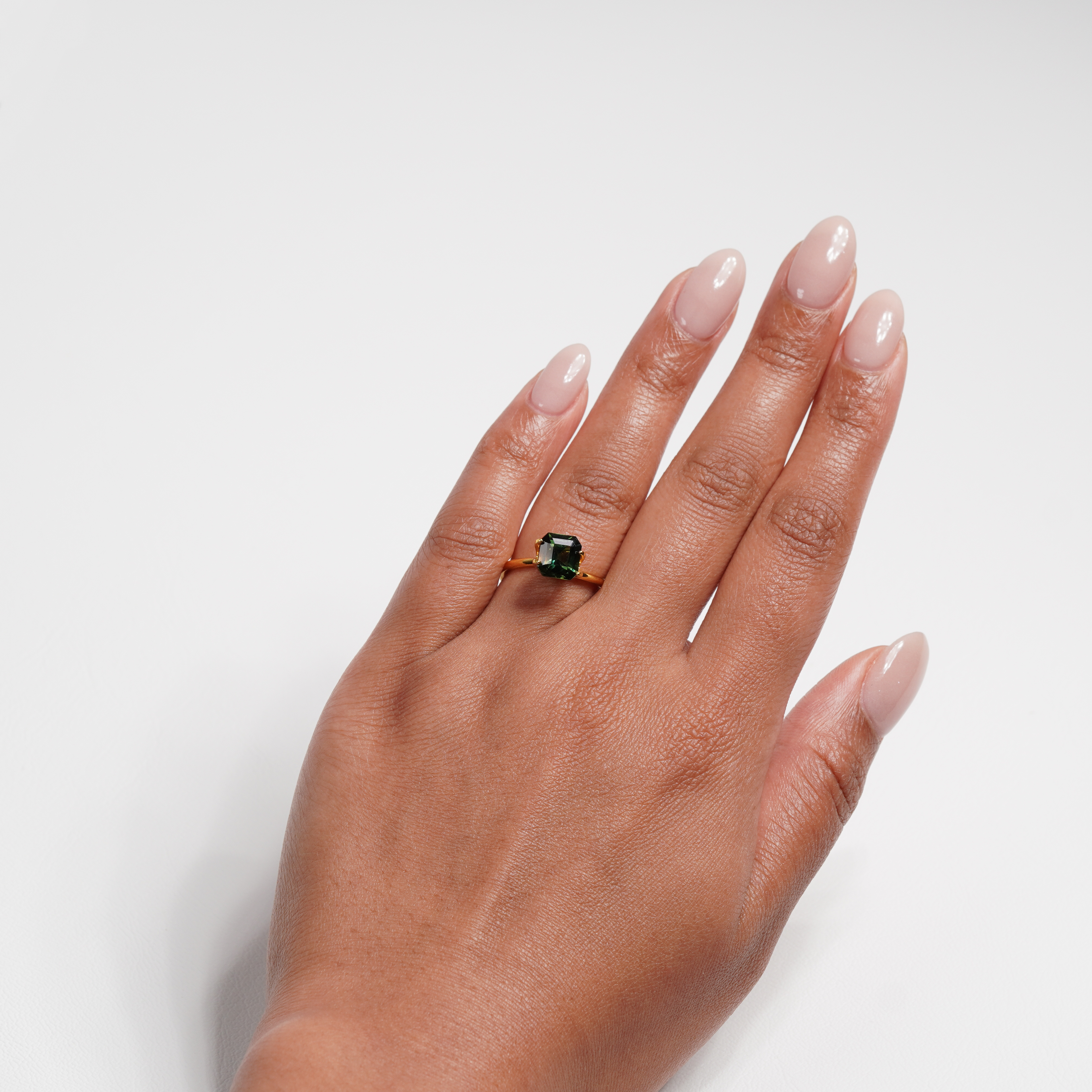 2.60 carat square cut ceylon green sapphire ring