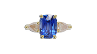 Ceylon Blue 2.47CT Nelum Trilogy 2.47Ct engagement ring detail view — Ruhuna Gemstones