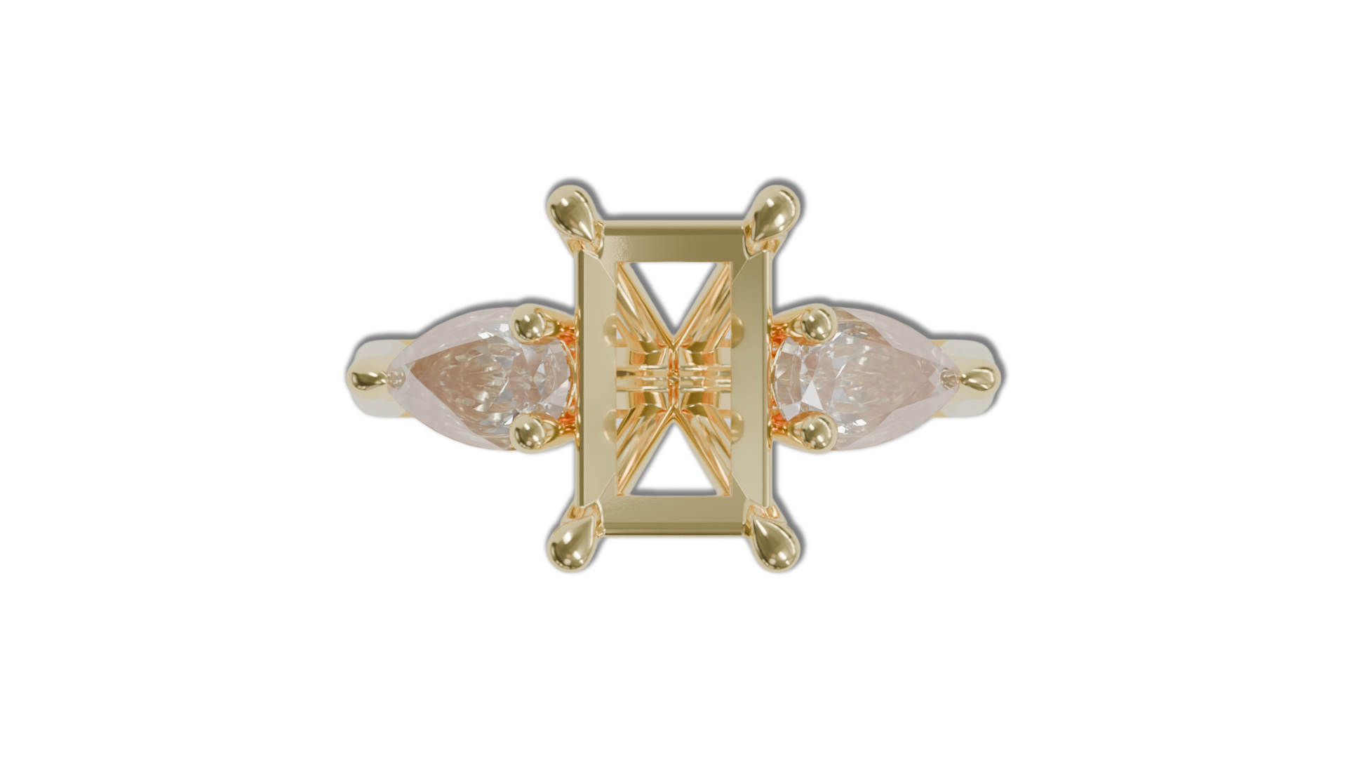 18 CARAT YELLOW GOLD.Sapphire engagement ring with pear cut diamonds.