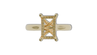 sapphire engagement ring with diamond pave hidden halo in 18ct yellow gold. Cathedral setting. 