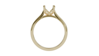 lotus setting engagement ring with pear in 18ct yellow gold.
