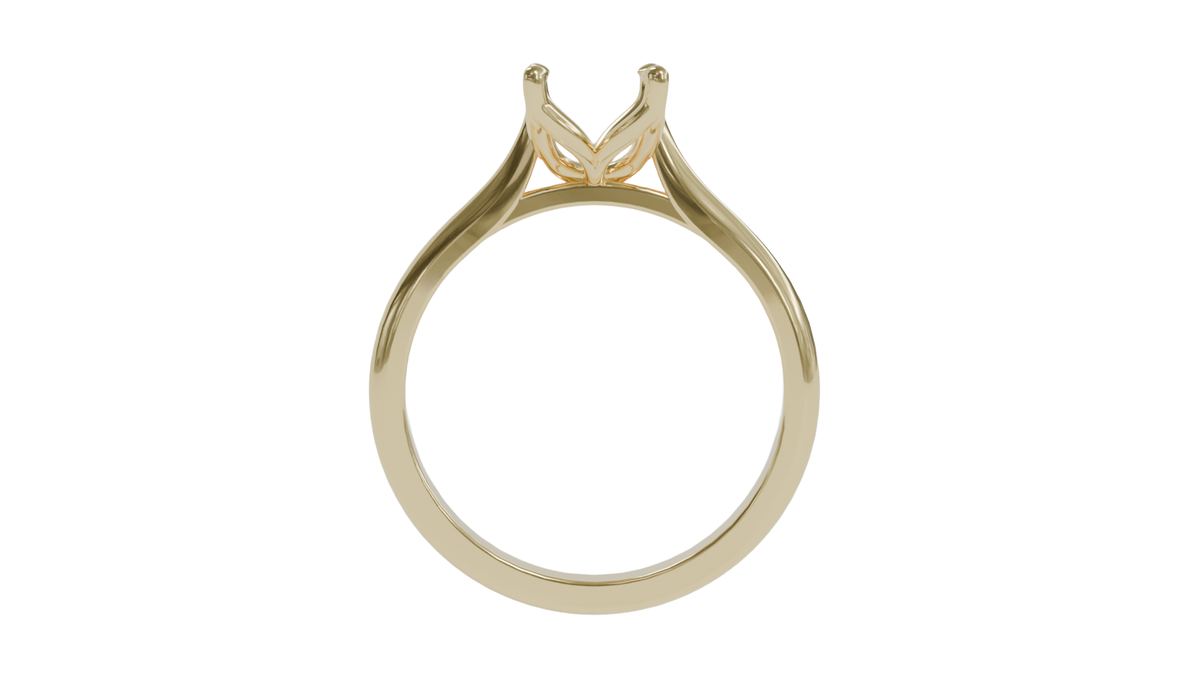 lotus setting engagement ring with pear in 18ct yellow gold.