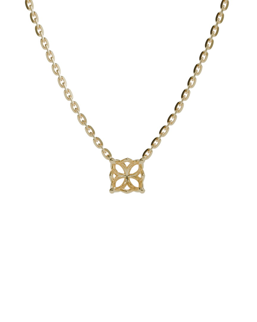 sapphire integrated necklace with lotus basket in 18ct yellow gold