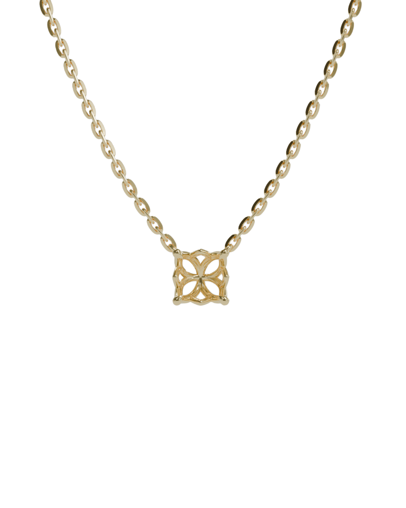 sapphire integrated necklace with lotus basket in 18ct yellow gold