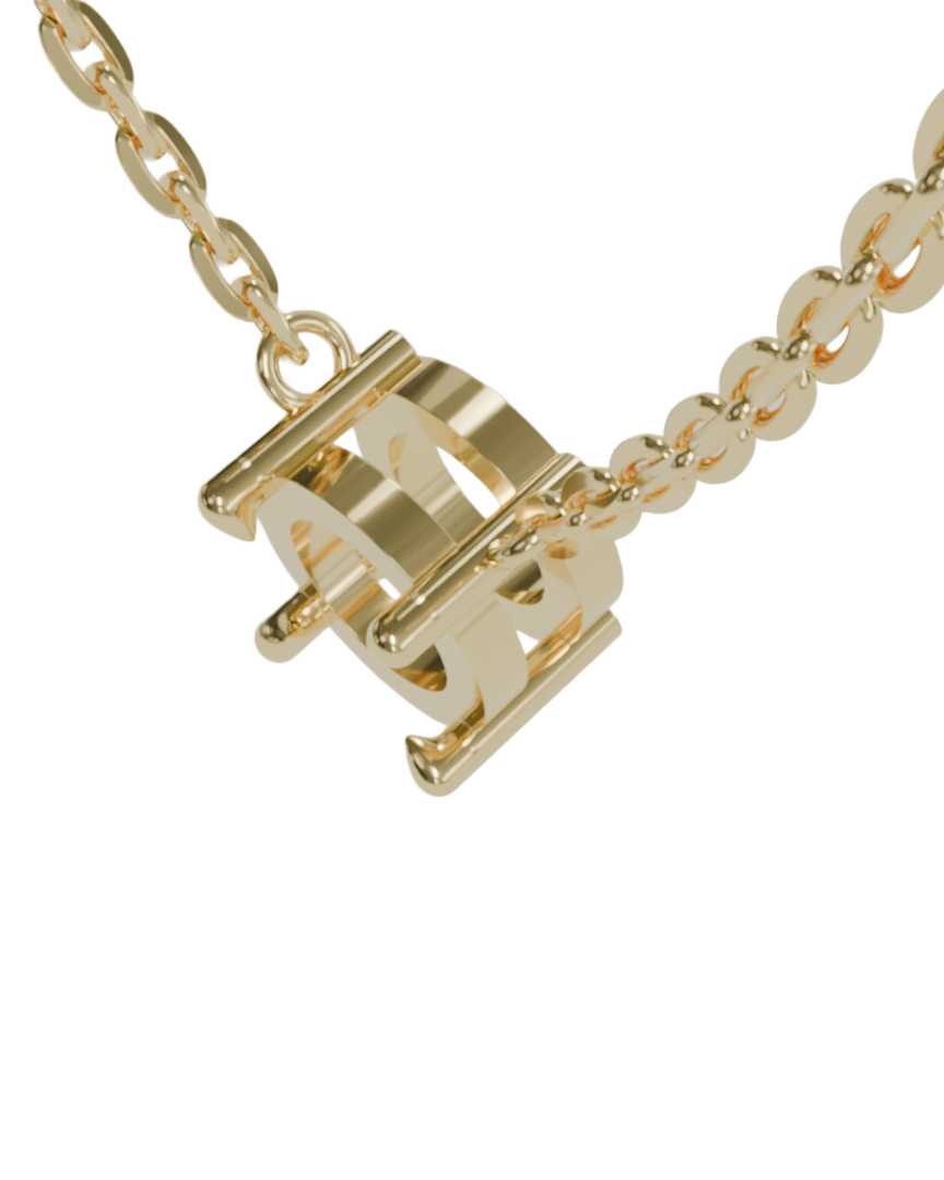 sapphire integrated necklace with double gallery basket in 18ct yellow gold