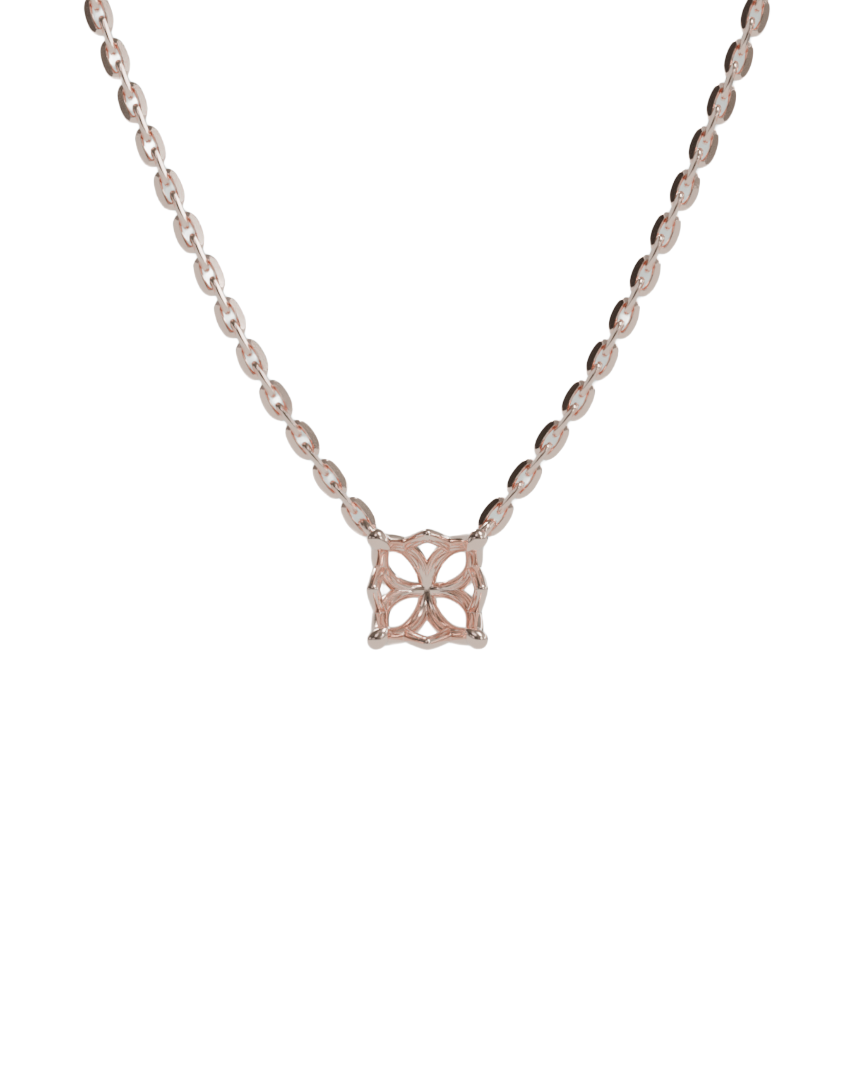 sapphire integrated necklace with lotus basket in 18ct rose gold