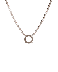 sapphire integrated necklace with double gallery basket in 18ct rose gold