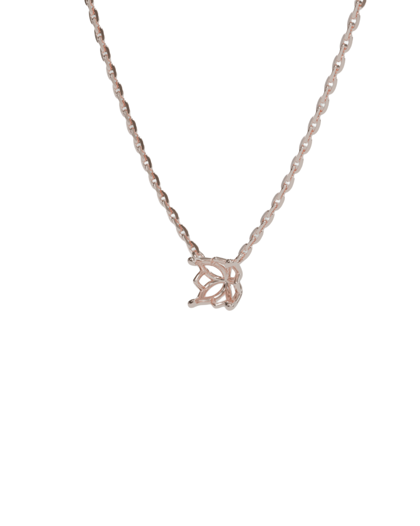 sapphire integrated necklace with lotus basket in 18ct rose gold