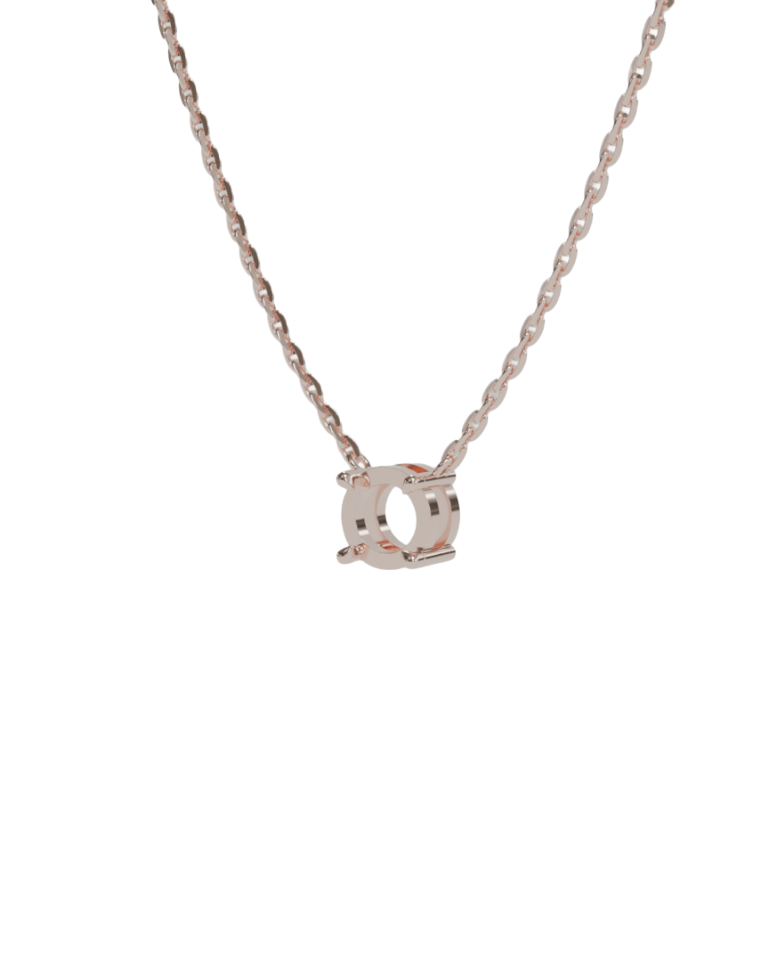 sapphire integrated necklace with double gallery basket in 18ct rose gold