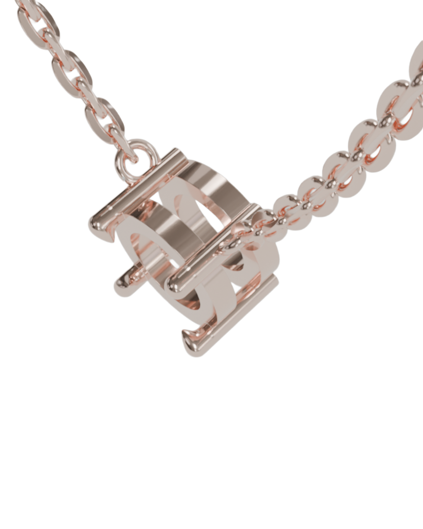 sapphire integrated necklace with double gallery basket in 18ct rose gold