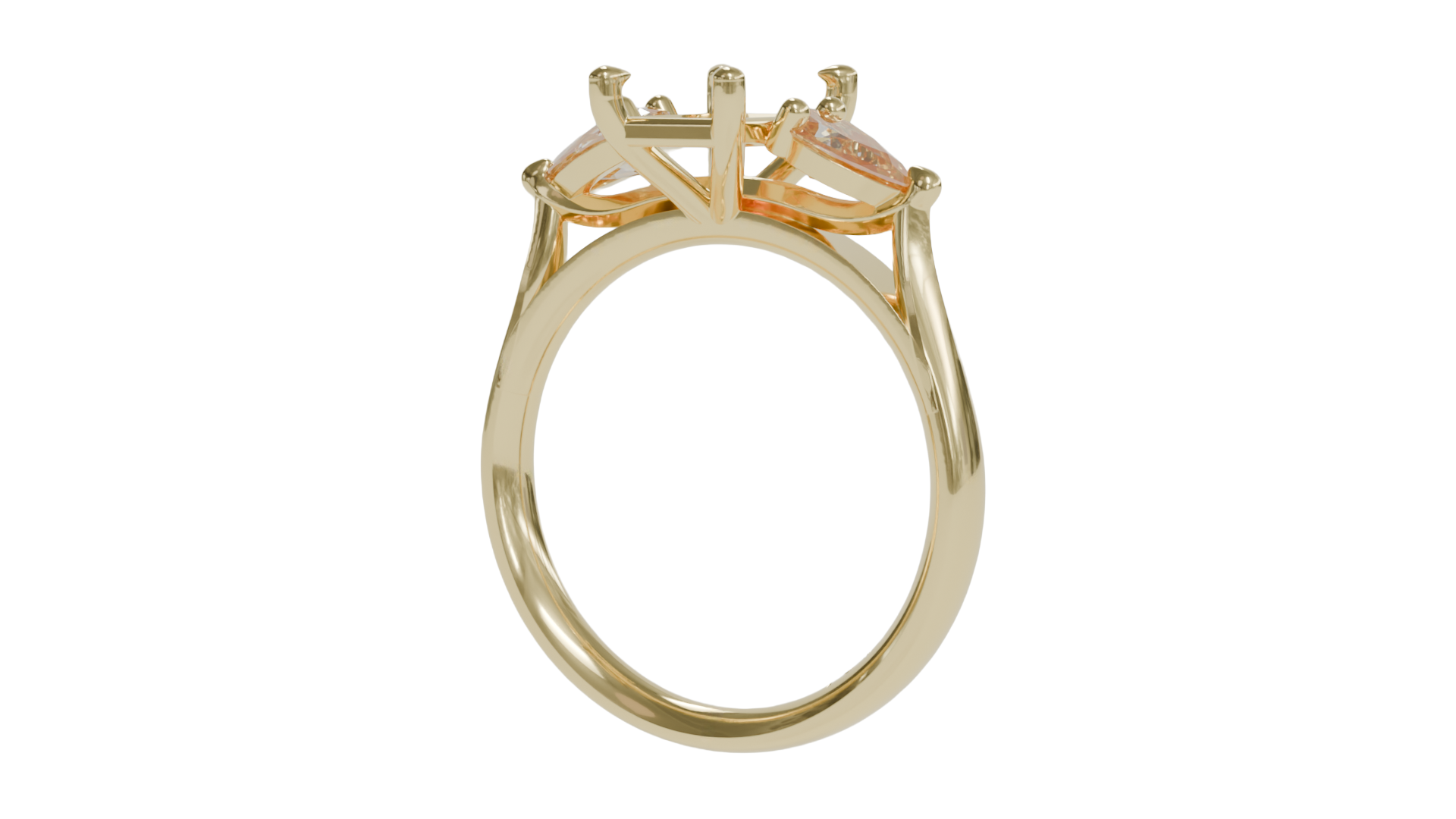 sapphire engagement ring with pair cut diamonds in 18ct yellow gold