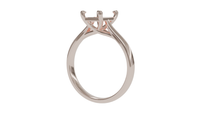 sapphire engagement ring with hidden halo in 18ct rose gold. Cathedral setting. 