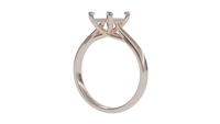sapphire engagement ring with diamond pave hidden halo in 18ct rose gold. Cathedral setting. 