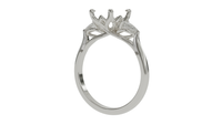 lotus setting trilogy sapphire engagement ring with pear cut diamonds in 18ct white gold