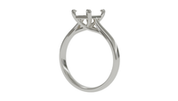 sapphire engagement ring with hidden halo in 18ct white gold. Cathedral setting. 