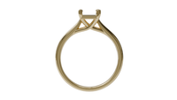 sapphire engagement ring with hidden halo in 18ct yellow gold. Cathedral setting. 