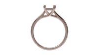 sapphire engagement ring with hidden halo in 18ct rose gold. Cathedral setting. 