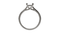 sapphire engagement ring with hidden halo in platinum. Cathedral setting. 