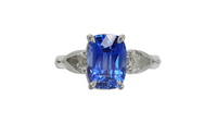 Ceylon Blue 2.47CT Nelum Trilogy 2.47Ct engagement ring detail view — Ruhuna Gemstones
