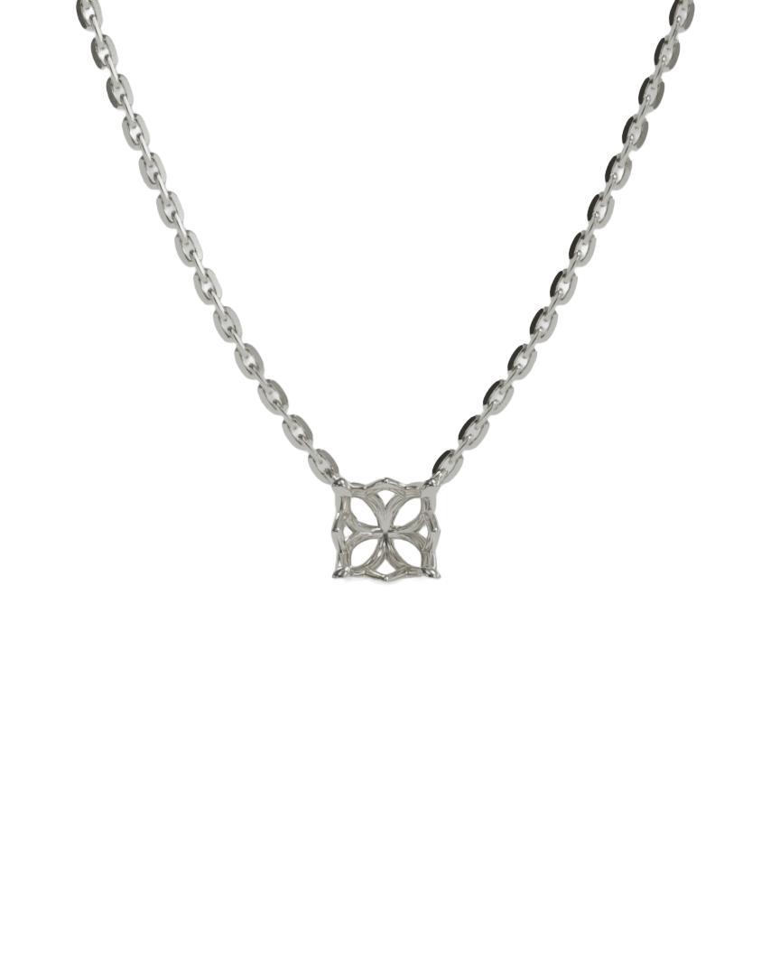 sapphire integrated necklace with lotus basket in 18ct white gold