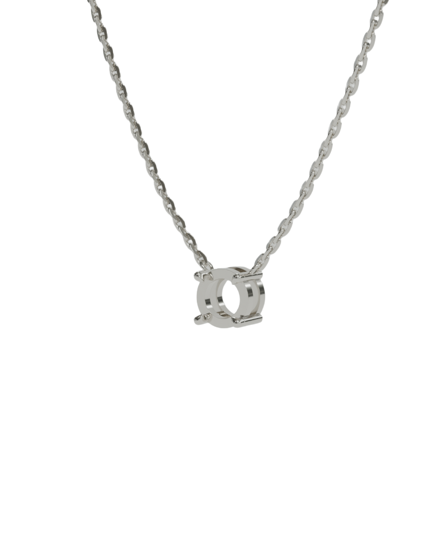 sapphire integrated necklace with double gallery basket in 18ct white gold