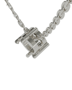 18 CARAT WHITE GOLD 
sapphire hidden bail necklace with double gallery basket in 18ct yellow gold