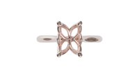 lotus setting engagement ring with pear in 18ct rose gold.